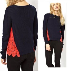 ASOS Navy Blue Sweater With Lace Sides - 8